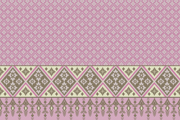 seamless pattern with lace,  navajo geometric, abric, tile, carpet, vector, illustration design, thai wallpaper, pink background 