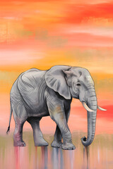 Obraz premium Elephant at Dawn: Abstract Animal Art Wall Mural Wallpaper