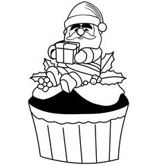 santa claus with a cake