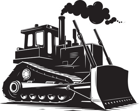 recommend clip art: Bulldozer heavy construction equipment silhouette flat vector illustration isolated on a white background