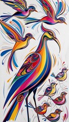 Obraz premium Abstract Bird Line Art Illustration