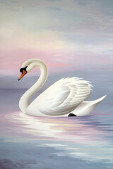 Fototapeta premium Serene Swan Lake: Abstract Animal Art Wall Mural Wallpaper