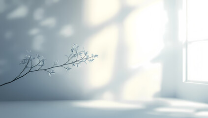 Serene Soft-Focus Light and Shadow with Leaves and Window: