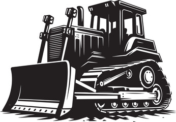 Bulldozer heavy construction equipment silhouette flat vector illustration isolated on a white background
