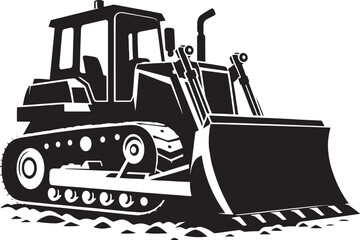 Bulldozer heavy construction equipment silhouette flat vector illustration isolated on a white background