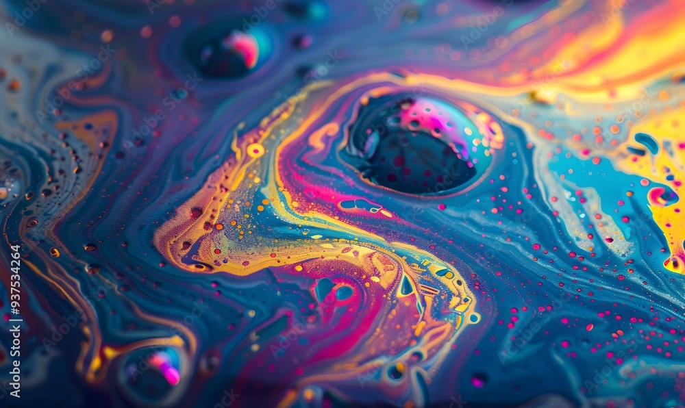Poster abstract background texture of iridescent paints. soap bubble.
