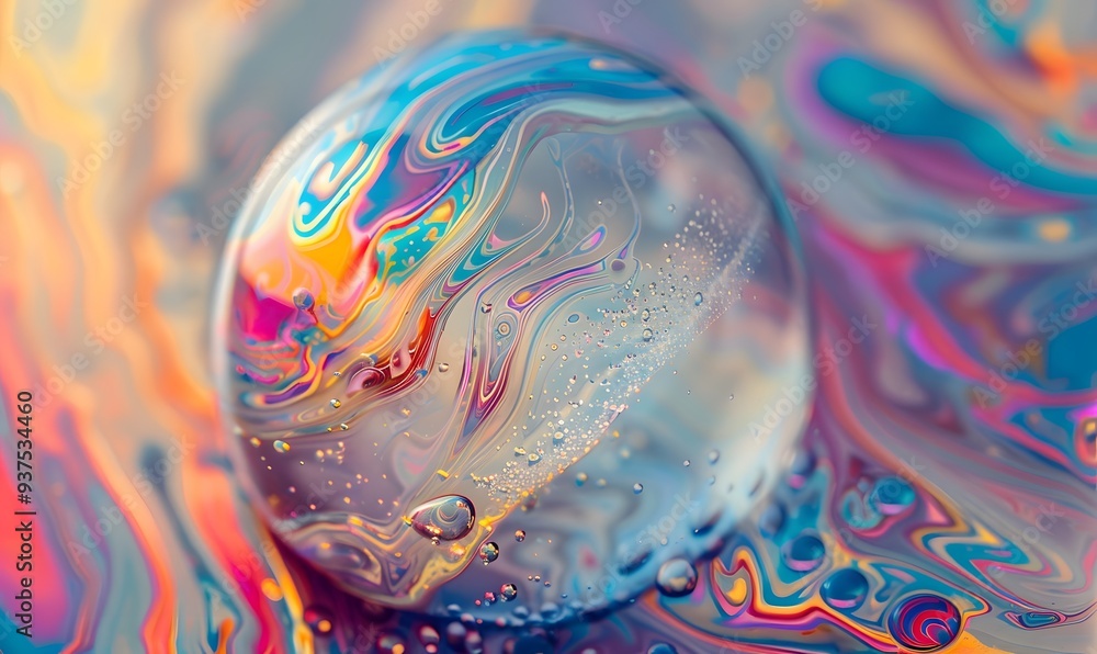 Poster abstract background texture of iridescent paints. soap bubble.