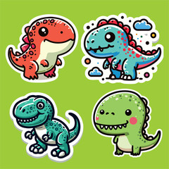 Obraz premium set of funny cartoon dinosaurs