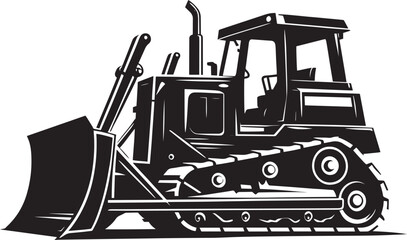 Bulldozer heavy construction equipment silhouette flat vector illustration isolated on a white background