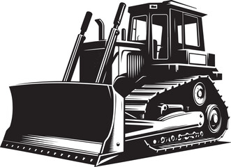 Bulldozer heavy construction equipment silhouette flat vector illustration isolated on a white background © Md Hasan