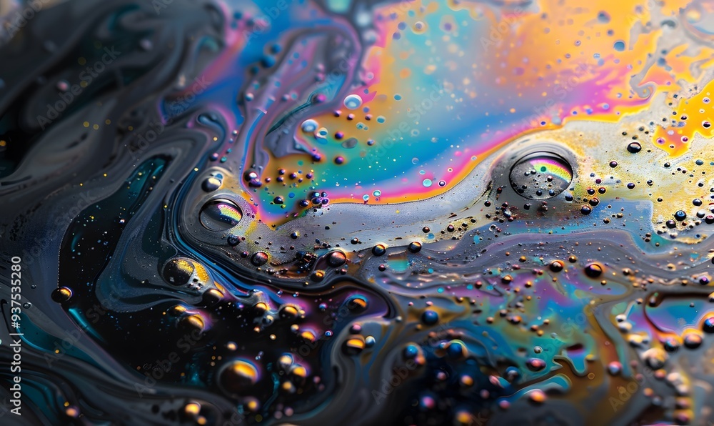 Poster abstract background texture of iridescent paints. soap bubble.