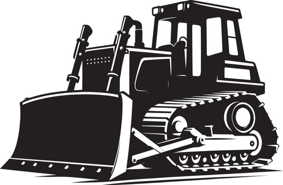 recommend clip art: Bulldozer heavy construction equipment silhouette flat vector illustration isolated on a white background