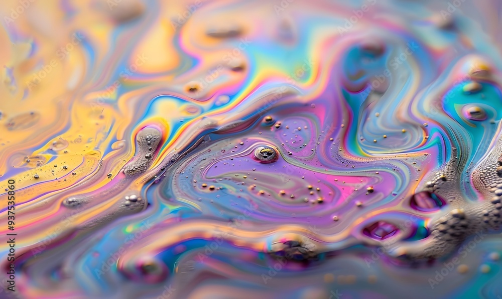 Poster abstract background texture of iridescent paints. soap bubble.