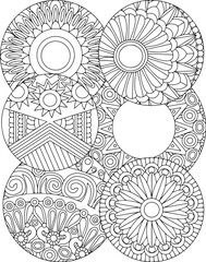 Mandala Adult Coloring Page Stress Free Relaxing Meditation Line Art