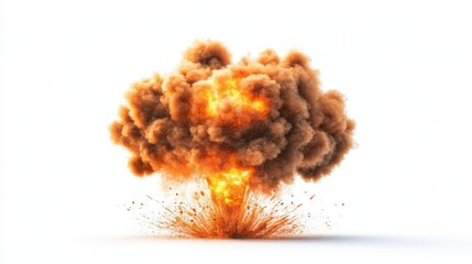 A Large Brown Explosion Cloud with Sparks and Debris