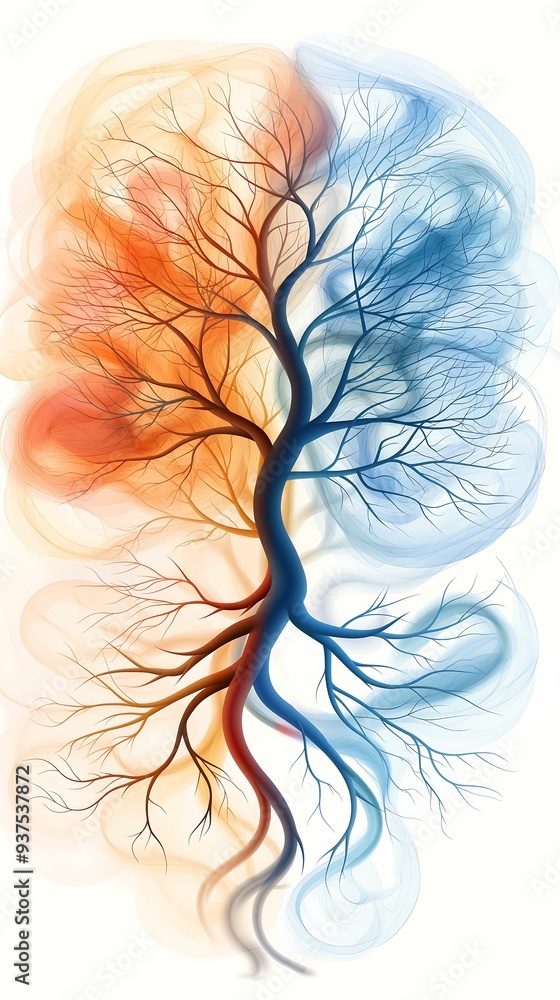 Aufkleber artistic tree with multicolor branches intricate design abstract background watercolor style more cl