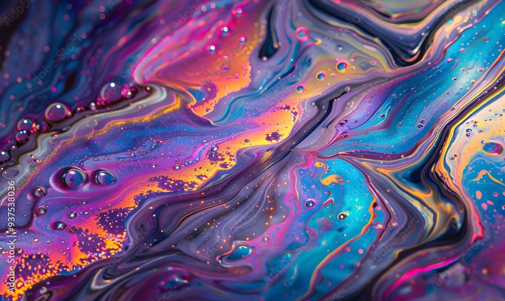 Poster abstract background texture of iridescent paints. soap bubble.