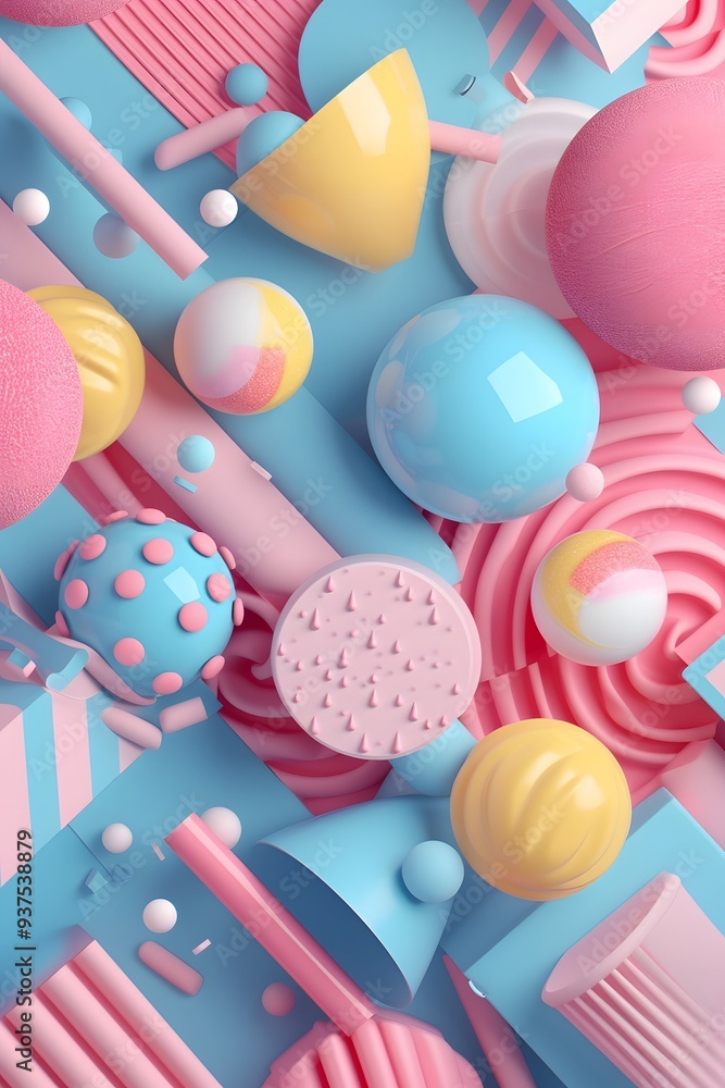 Poster fun 3d abstract background with playful geometric shapes ai generated illustration