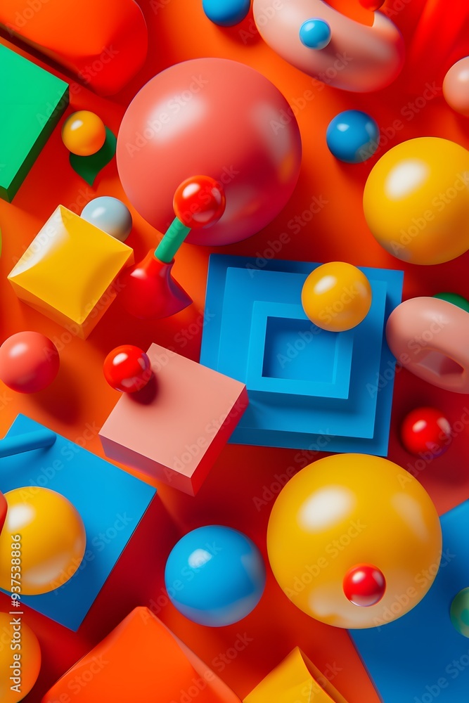 Poster fun 3d abstract background with playful geometric shapes ai generated illustration