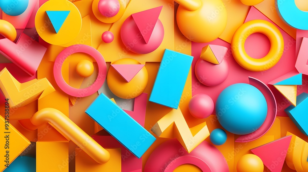 Fototapete fun 3d abstract background with playful geometric shapes ai generated illustration