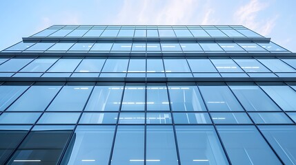 Fototapeta premium Full view of a simple yet modern business center facade AI generated illustration