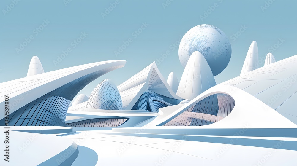 Aufkleber futuristic architecture structures in 3d style art ai generated illustration