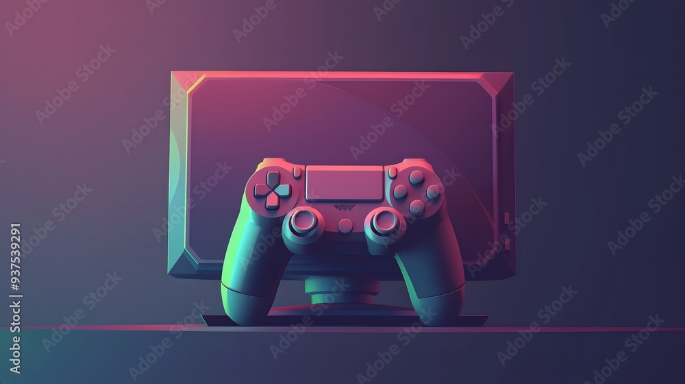 Poster gaming console and controllers in a fun 3d style design ai generated illustration