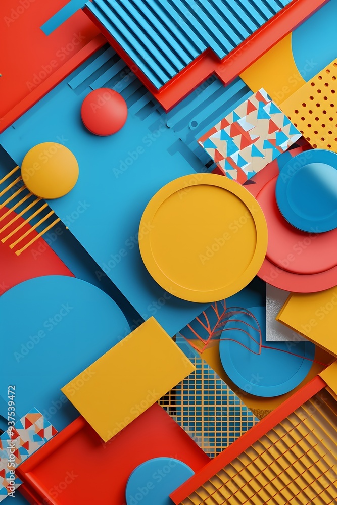 Poster geometrically appealing 3d abstract background with cute attributes ai generated illustration