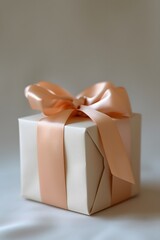 Obraz premium Gift box with simple ribbon rendered in soft lighting and muted colors AI generated illustration