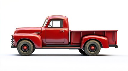 Side View of a Vintage Red Pickup Truck