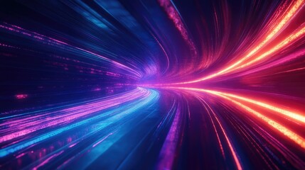 Obraz premium Neon light trails and glowing patterns creating a futuristic abstract background