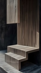 Wooden Bench Constructed From Vertical Slats