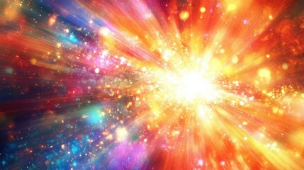 Obraz premium Radiant bursts of light and color creating a dramatic abstract background
