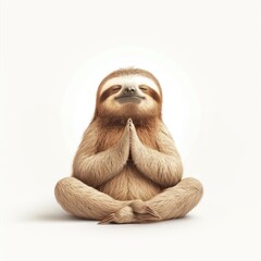 Fototapeta premium A serene sloth peacefully meditating, symbolizing relaxation and mindfulness. Perfect for wellness and nature themes.