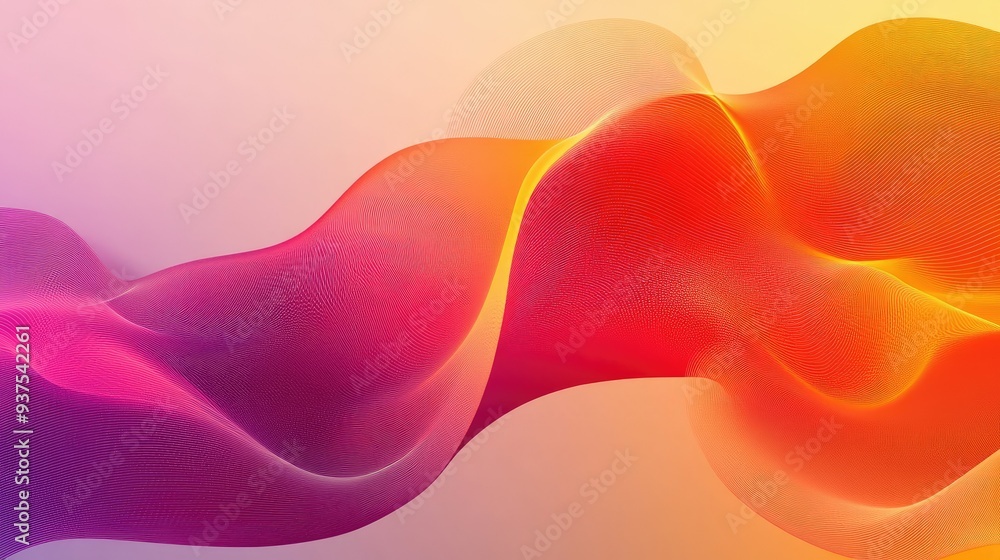Poster vibrant gradient vector with a dynamic flow from bright red to warm amber