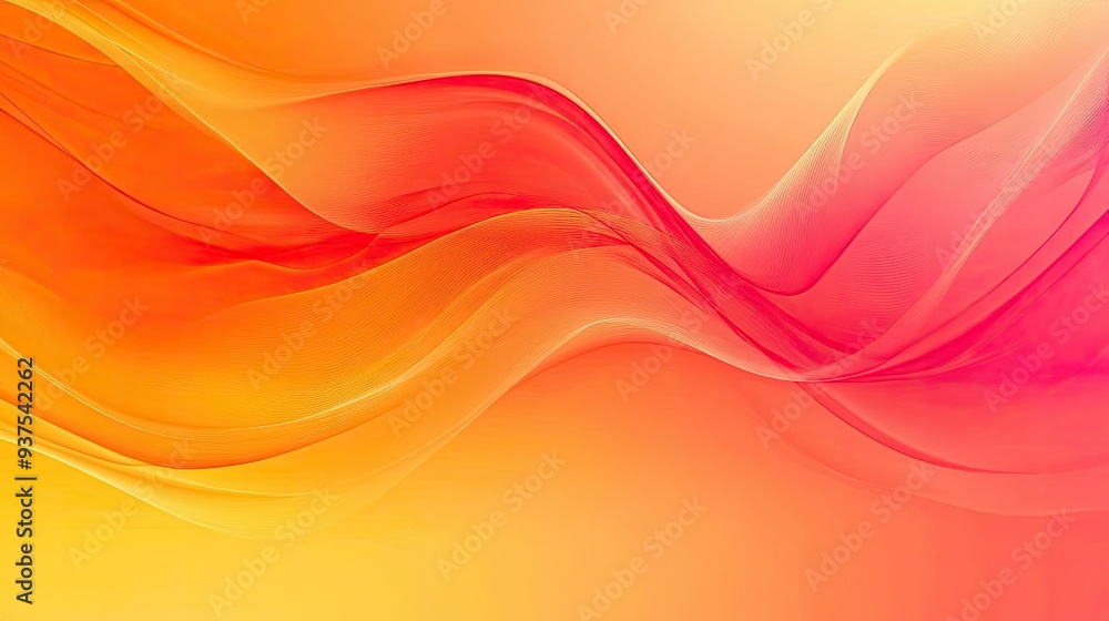 Poster vibrant gradient vector with a dynamic flow from bright red to warm amber
