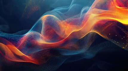 Abstract digital waves with shifting colors and futuristic patterns