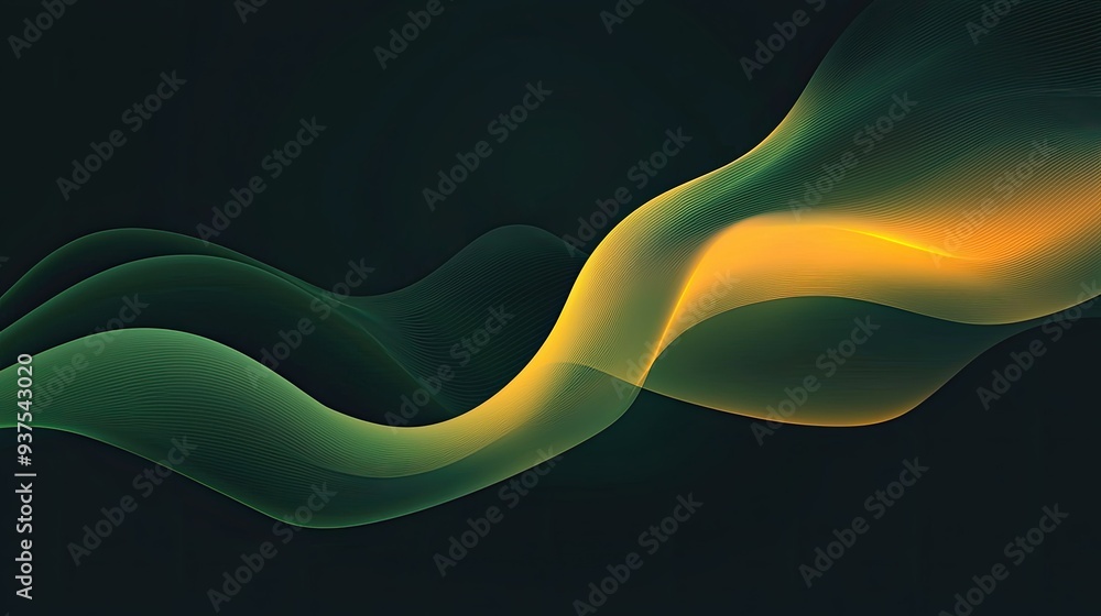 Poster abstract vector gradient with a smooth flow from dark green to light yellow -