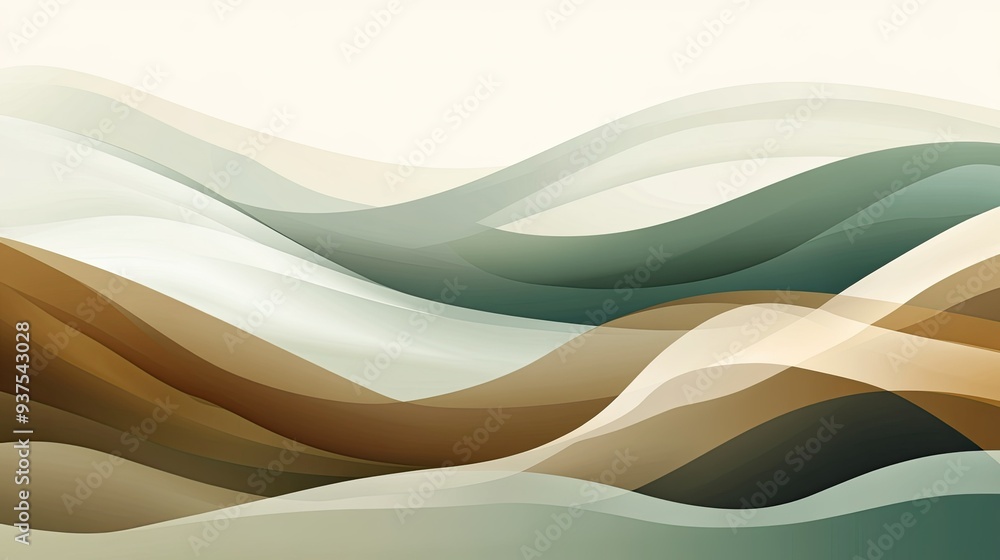 Poster Abstract vector gradient with a smooth flow from dark green to light yellow -