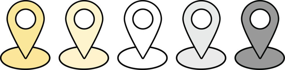 Location icon, colorful location icon, soft color pointer with map