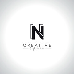 Alphabet Letter N Modern Artistic Line Logo Design. Initial Vector Template.