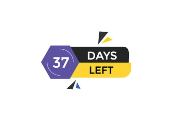 37 days left, icon, stile, timer, countdown, clock, time,  background, template, 37 days left, countdown, sticker, left banner, business, sale, label button
