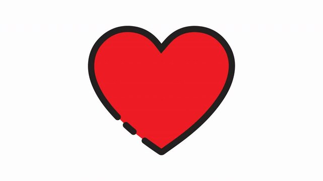 Animated Heart beat, love, romance or valentine's day red vector icon for apps and websites