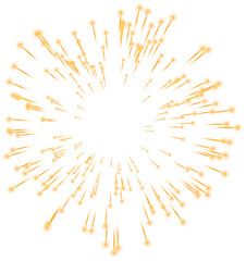 Gold Glowing Transparent Firework. New Year Sparkler Star