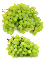 Green grapes on white background