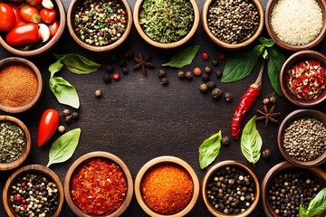 Various Spices and Herbs on a Wooden Table