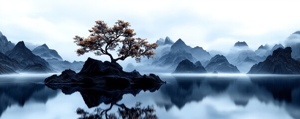 A 3D Chinese ink painting with soft lighting, symbolizing the artistic heritage of China.
