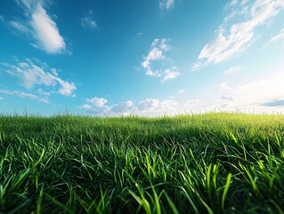 Obraz premium Breathtaking Pastoral Landscape with Lush Green Grass and Vibrant Blue Sky