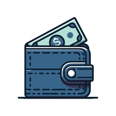 Wallet icon. Vector flat wallet illustration.