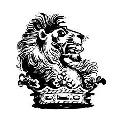 Black lion icon. Lion glyph. Lion Silhouette